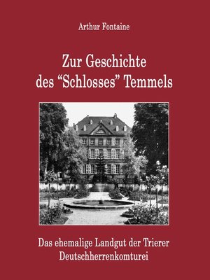 cover image of Zur Geschichte des "Schlosses" Temmels